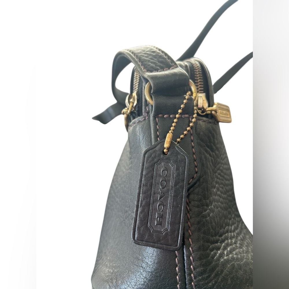 Coach Vintage Rare 4914 Sonoma Natural Grain Double Zip Black Leather Satchel - Picture 2 of 10
